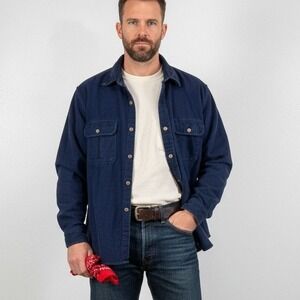 Field & Stream Heavy Flannel Shirt Jacket Men XL Blue Button Front Outdoors